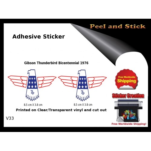 Gibson Thunderbird Firebird Guitar Adhesive Sticker v33 Gibson Thunderbird Firebird Guitar Adhesive Sticker v33